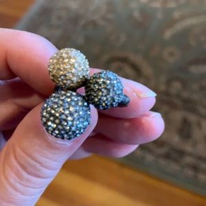 Silver and gold cocktail ring with 3 crystal balls